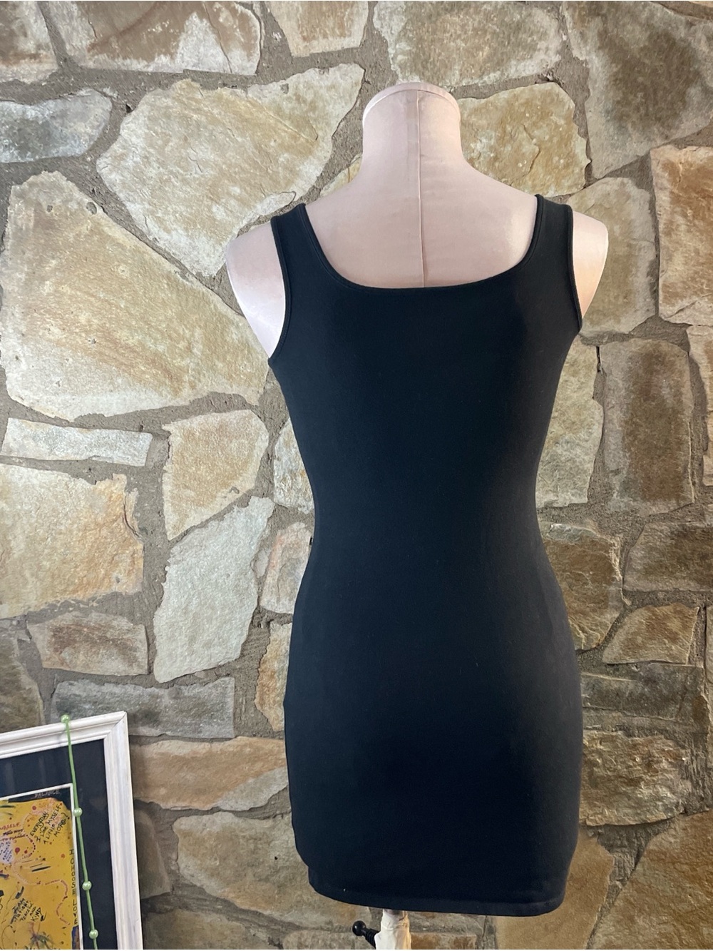 Wild Fable Black Bodycon Mini Dress Stretch Fitted Minimal Basic - Picture 3 of 6